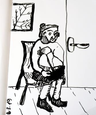 In der Arztpraxis / Schnellzkizze von Christi